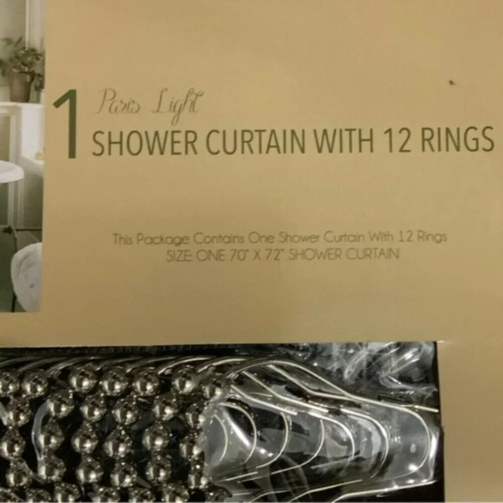 Blissful Bath Paris Shower Curtain Fabric Paris Eiffel Tower Hooks Black White